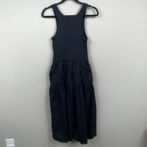 Nation LTD Frannie Midi Dress Jet Black Top Poplin Combo Sz S - Picture 6 of 14